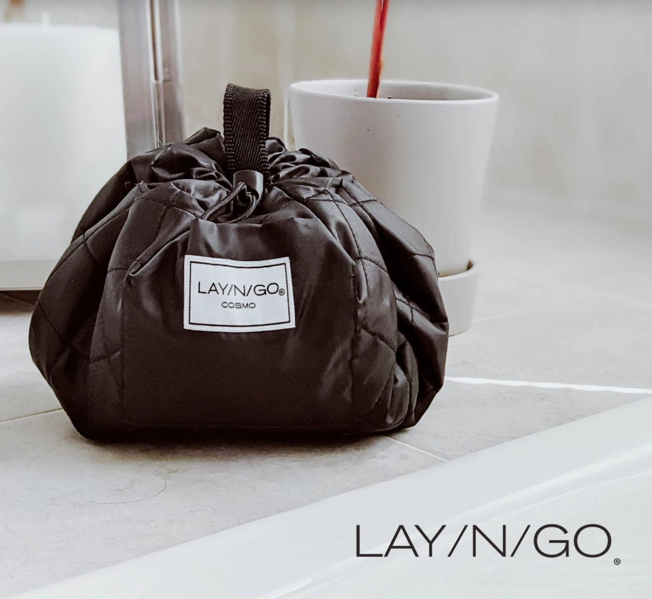 Lay n Go Cosmo 20 Drawstring Cosmetic Makeup Bag Gloss